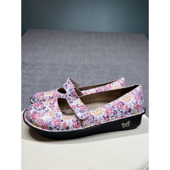 Algeria Pink Floral rose Mary Jane Comfort Clog Shoe Womens Size 38 FEL-346 - Picture 4 of 7